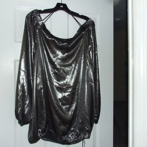 Love & Legend Silver Lame Off Shoulder Top NWT 22
